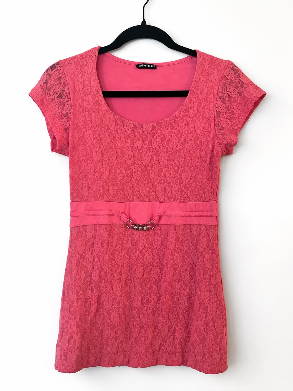 Zente Coral Pink Lace Babydoll Top | M/L